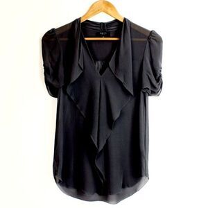 Aritzia Babaton Tinsley Blouse 100% Silk Black - XS